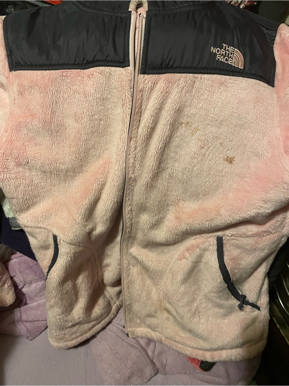 The North Face Kids Light Pink and Black Fleece Jacket